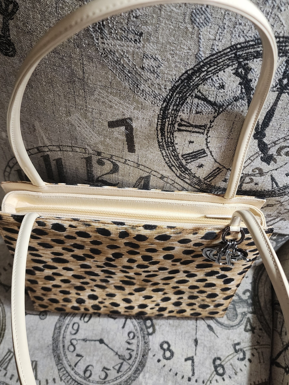 Dior Vintage Leopard Print Tote Bag with Cream Handles - Picture 2 of 6
